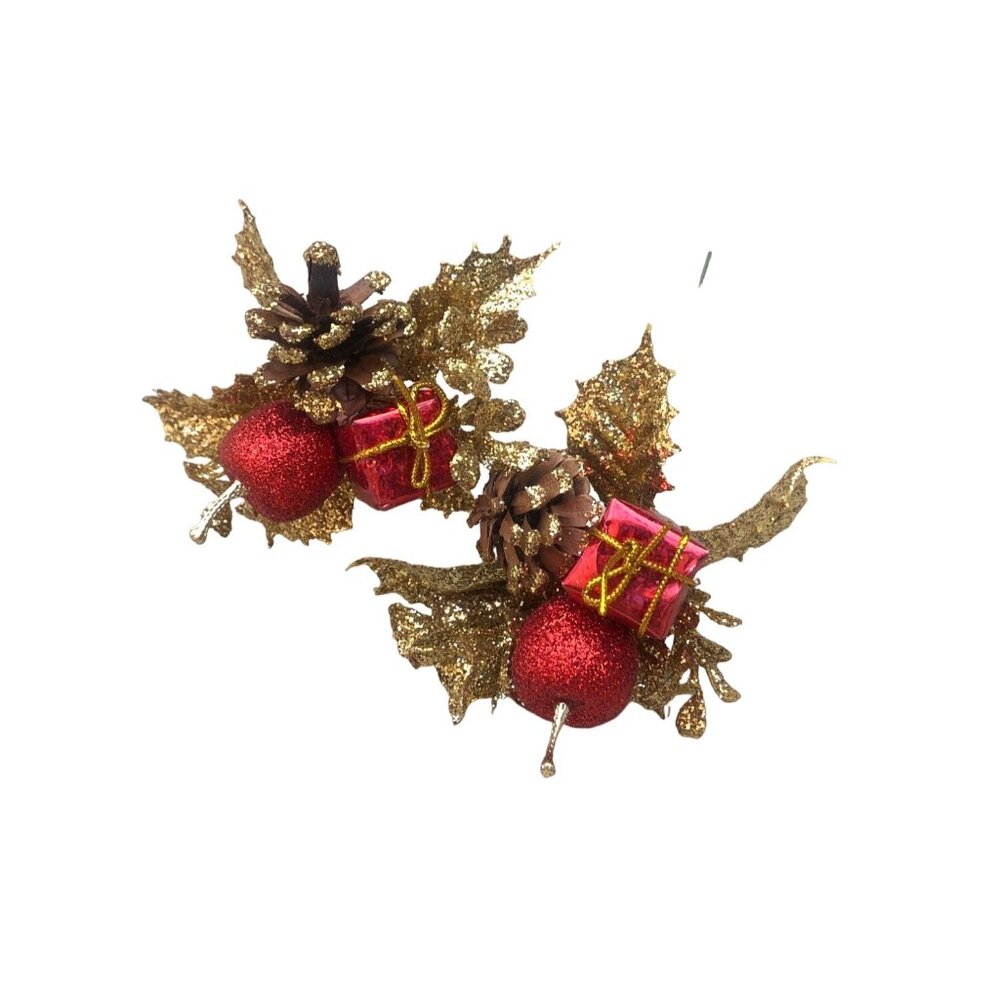 CHRISTMAS 2-PIECE GOLD/RED PICKS